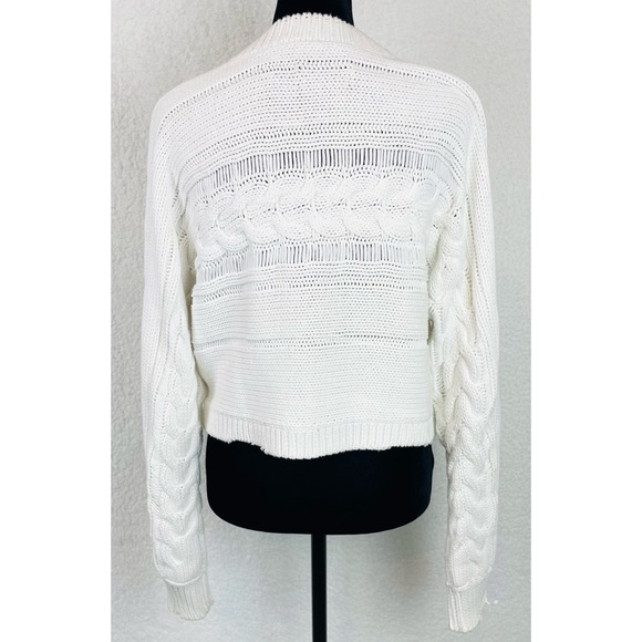 RTA • White Fever Distressed Cable Knit Cropped Sweater, M - Picture 8 of 16